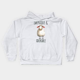 Ewenique and Adorable cute sheeps pun design Kids Hoodie